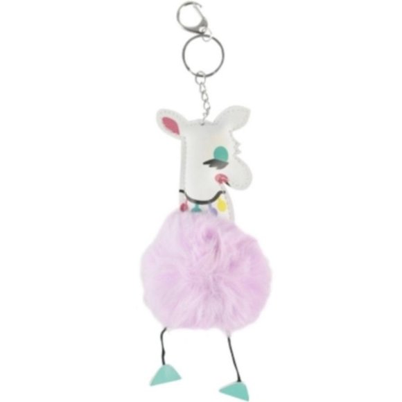Accessories - *3/$15* Lavender Furry Pom Pom Llama Keychain